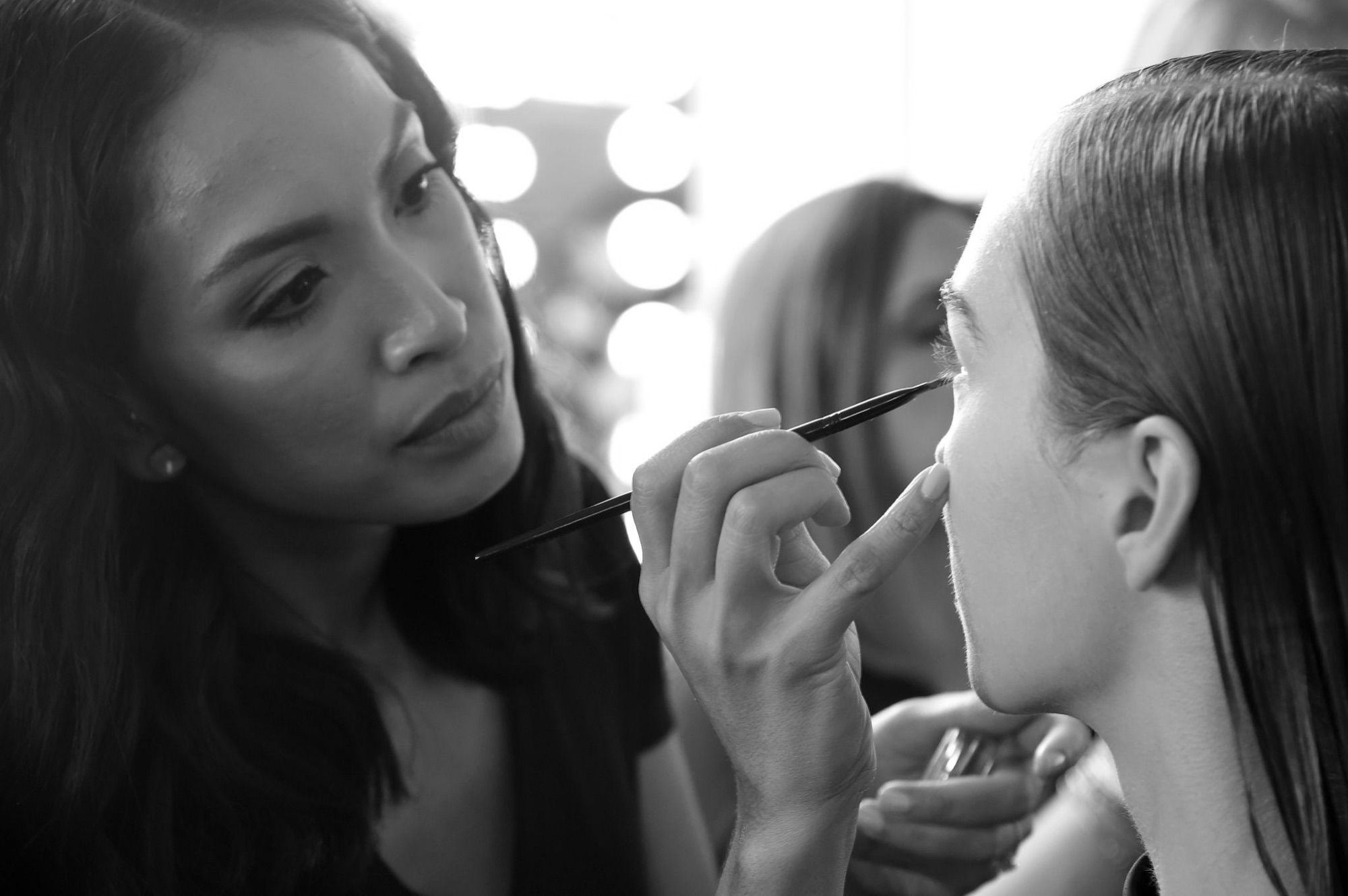 A makeup artist at work